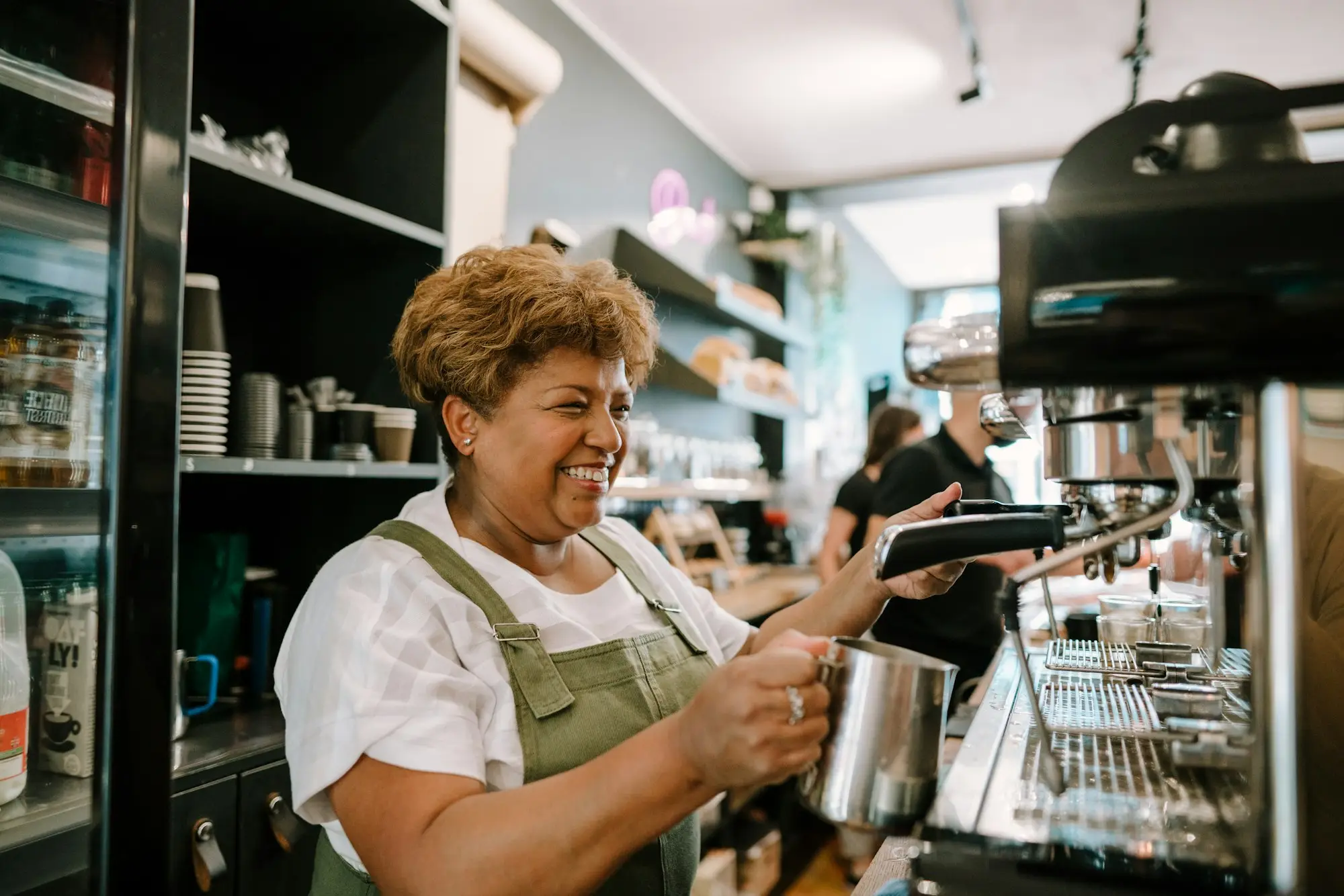 Cafe owner counter in an Australian small business setting