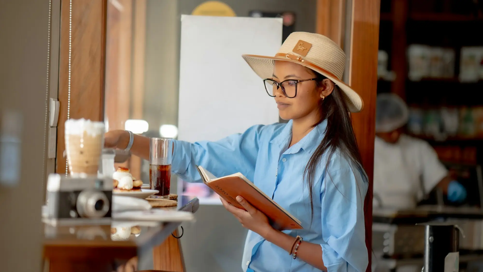 Owner reviewing cash flow tablet